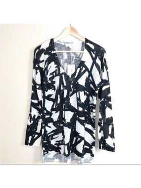 Vince Camuto Black and White Marled Knit Sweater